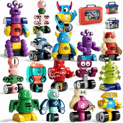 Magnets Robot Building Toys - 106 PCS Monsters Stacking Blocks Set with Box
