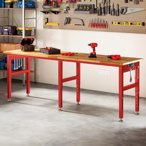SPECRAFT 96-Inch Red Adjustable Heavy-Duty Workbench - color: Red, size: Standard/96"x24"