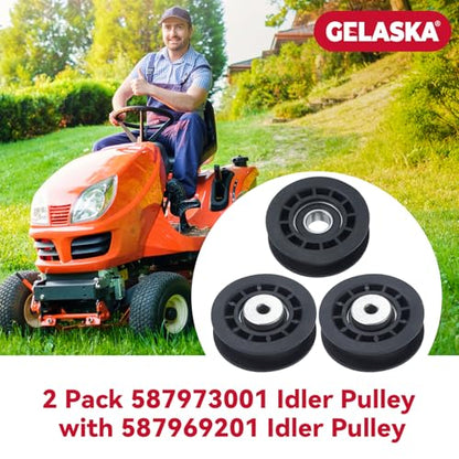 GELASKA 2 Pack 587973001 Pulley with 587969201 Pulley for Husqvarna LC221A - color: A24 2x587973001+1x587969201