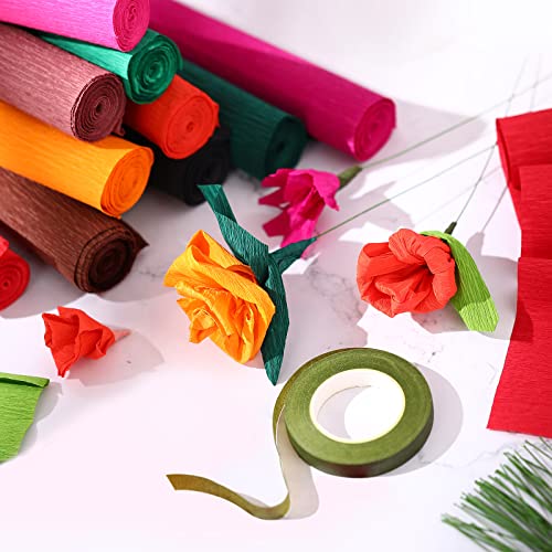 Chrisfall 12 Rolls Crepe Paper Streamers, 8 Feet X 10 Inch, Elegant Colors - color: Elegant Colors