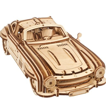 UGEARS Winged Sports Coupe Model Car Kit - 3D Wooden Puzzle for Adults – Model Kit for Adults to Build - DIY Wooden Car with Authentic Gull-Wing Design, 3D Puzzle