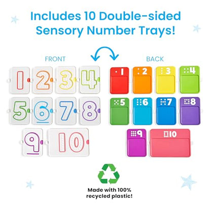 hand2mind Sensory Number Trays, Learning Numbers for Kids, Fine Motor Activities, Counting Toys for Sensory Seeking Kids, Texture Toys, Pre-Writing Skills for Toddlers, Montessori Math Materials