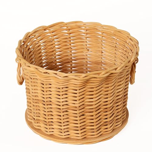 PEDDIG SHOP Two-Handle Storage Basket Weaving Kit – DIY Natural Rattan Craft Set with Pre-Drilled Wooden Base – Illustrated Instructions in English and Spanish – Practical Home Décor Organizer