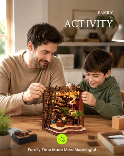 Book Nook Kit DIY Miniature House Kit for Adults, Winding Lane Library Mini Dollhouse with Furniture & LED Lights, 3D Wooden Puzzle Bookshelf Insert Decor, Creative Gift for Teens, Family & Friends - style: Dream Bookstore