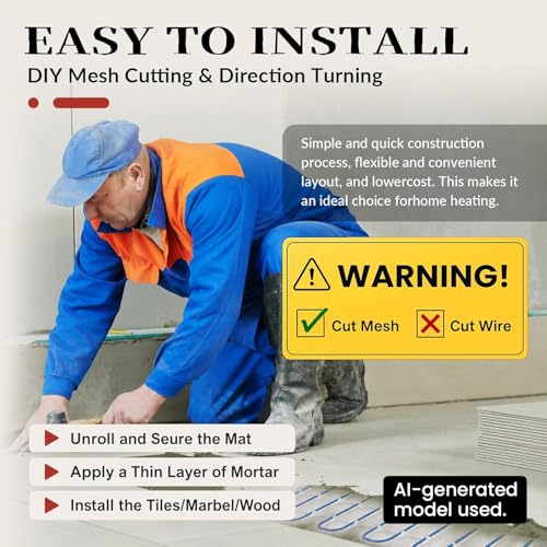 MAXKOSKO 10 sq ft Radiant Floor Heating System & Programmable Thermostat - size: 10 sq.ft.