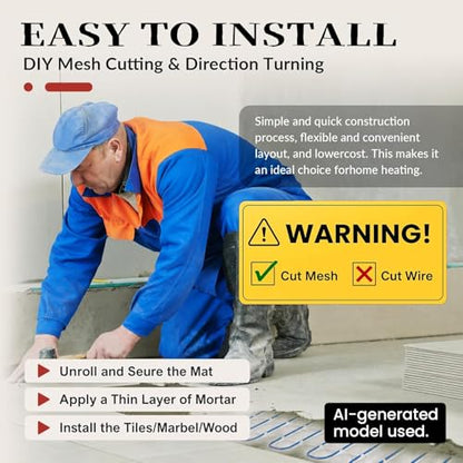 MAXKOSKO 10 sq ft Radiant Floor Heating System & Programmable Thermostat - size: 10 sq.ft.