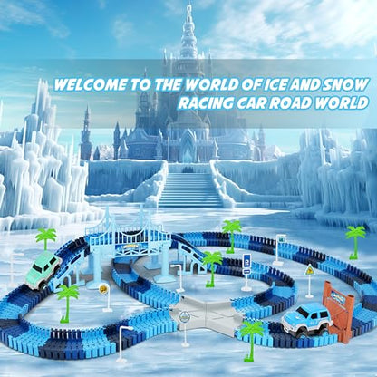 Track Car Toys, 269 PCS Create A Frozen World Race Road Racing Tracks Toy - color: Blue
