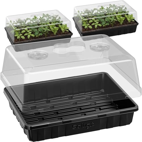 SOLIGT Thick Plastic 3-Set Strong Seed Starter Trays with 5" Humidity Domes - size: 3 Set