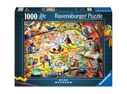 Ravensburger - Busy Birdies - 1000 Piece Jigsaw Puzzle - Birds with Attitude - Bright, Bold Birds in a Stunning Array of Colors - Frameable - Premium Quality - Puzzles for Adults - style: Busy Birdies