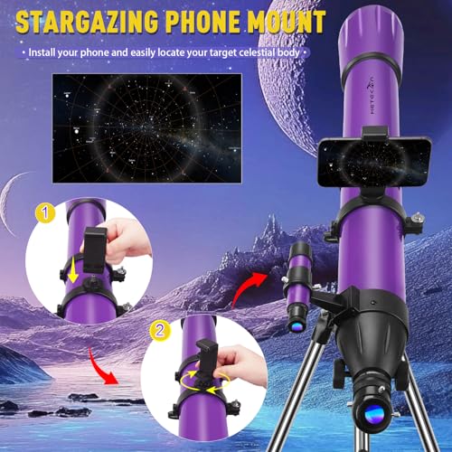 HETEKAN 90mm Aperture 1000mm,Telescope for Adults High Powered, Purple