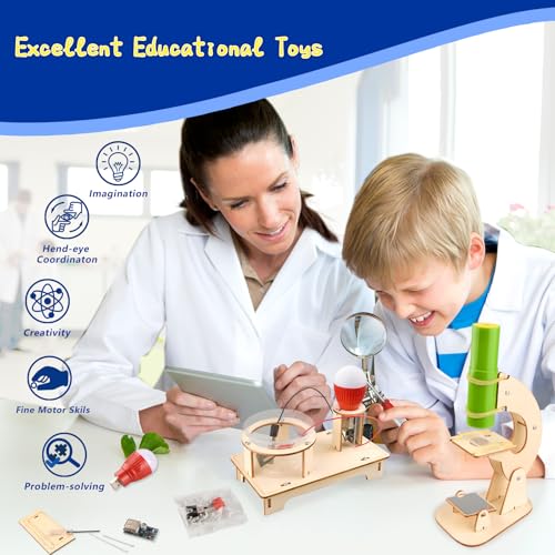 12 Set STEM Science Kits for Kids, STEM Kits for Kids Ages 8-10, STEM Engineering Toys for Boys and Girls, Wooden Building Crafts Kits Science Experiment Projects for Kids Birthday Gifts for Age 8-12