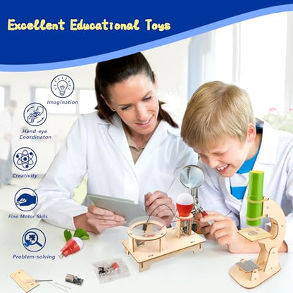 12 Set STEM Science Kits for Kids, STEM Kits for Kids Ages 8-10, STEM Engineering Toys for Boys and Girls, Wooden Building Crafts Kits Science Experiment Projects for Kids Birthday Gifts for Age 8-12