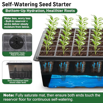 DazSpirit Seed Starter Kit, 60-Cell Tray with Grow Light and Heat Mat