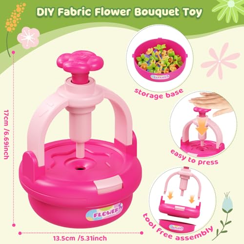 TingingYuli Flower Press Kit for Kids, DIY Flower Bouquet Maker, Ages 4-8 - color: Rose
