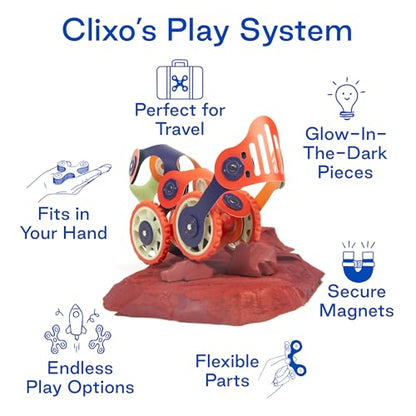 Clixo Mars Rover Pack, Glow STEM Space Magnetic Building Toys (30 Pc, 6+) - size: 30 Piece Pack