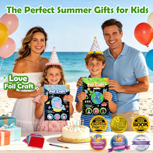 FUNNYB&G Foil Art Craft Kit for Kids, Sparkly Birthday Gift Toy for Kids - style: Going Green