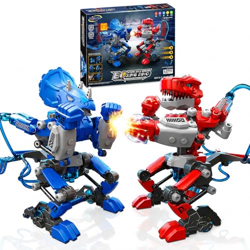 Hydraulic Boxing Bots Building Kit, 2 Dinosaur Robot Battle Toys with Real Hydraulic Power, STEM Building Toy for Boys Ages 8-12, Interactive Fighting Robots Gift