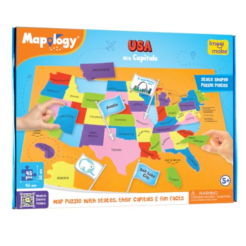 Imagimake Mapology USA Map Jigsaw Puzzle, Learn States, Capitals with Flags - style: USA Map with Capitals