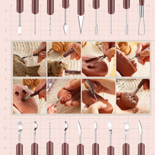 11PCS Clay Sculpting Tools Kit, Polymer Clay Tools for Pottery, Double-Head Ceramics Tool for Carving, Air Dry Clay, Pottery Kiln, Pottery Wheel, Shaping, Molding, Modeling, Adults, Students, Supplies - color: 11PCS