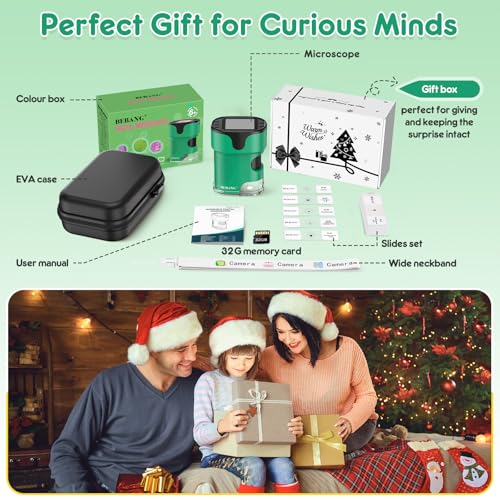 Kids Digital Microscope Science Gift: Complete STEM Toy Kit for Ages 4-12 - color: Green