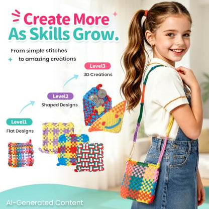 morwant Weaving Loom Kit for Kids, Craft Kit for Girls 6-12, Potholder Loom - color: Mint Green
