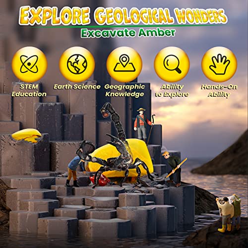 GobiDex Amber Dig Kit for Kids Ages 6+, Excavate 6 Insects Specimens