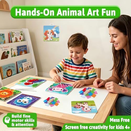 AGENTLAN Animal Poke Art Kit,Mess-Free Crafts for Kids Ages 3-8 - style: Animal