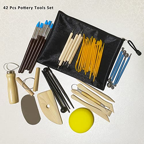 Air Dry Clay 10 LBs with 42 Pcs Set Pottery Clay Tools Set for Hand Modeling and Throwing, Non-Toxic (Terra Cotta & Kit) - color: Terra Cotta & Kit