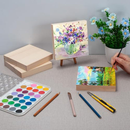 Wooden Blocks Wood Blocks for Crafts, 4 PCS 6″X6″X1″ Blank Wood Squares - size: 6″x6″x1″ - 4PCS