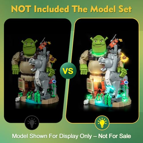 LocoLee Light kit Compatible with Lego Shrek, Donkey & Puss in Boots 72423- Not Actual Model Only Lights, LED Lighting Accessories for LEGO Shrek for Display Collectors (RC Version)