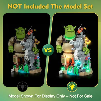 LocoLee Light kit Compatible with Lego Shrek, Donkey & Puss in Boots 72423- Not Actual Model Only Lights, LED Lighting Accessories for LEGO Shrek for Display Collectors (RC Version)
