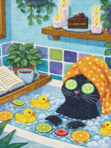 Animal Diamond Painting Kits for Adults,Funny Cat Spa Diamond Art Kits - color: KM1314-1