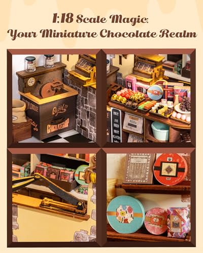 Rolife Henry's Chocolate Shop DIY Miniature Dollhouse Kit Gift for Adults