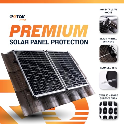 ROTAK Critter Guard PRO - 6in x 100ft Solar Panel Bird Prevention Roll Kit with 100 Fastener Clips - Heavy Duty Galvanized Black PVC Coated ½ inch Wire Roll Mesh (6" PRO + 100 Clips) - size: 6" x 100' with 100 Fastener Clips