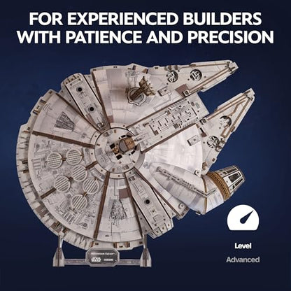 UGEARS Star Wars ™ Millennium Falcon™ Wooden 3D Puzzles for Adults - DIY Mechanical Model Kit, 3D Puzzle Brain Teaser Puzzles for Adults, Wood Model Building Kits, Hobbies for Men and Women
