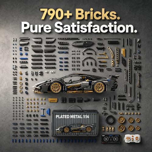 RC Car Building Kit, 1:14 Scale RC Car, 790+ Pieces, Black Gold - color: Black and Gold