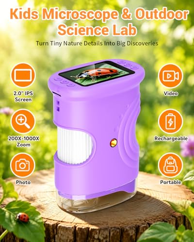 1000X Digital Handheld Microscope for Kids Portable Outdoor Toys & Gifts - color: Purple