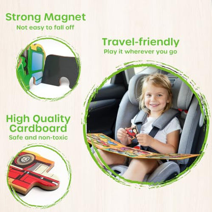 SYNARRY Construction Vehicle Toys Magnetic Puzzles for Kids Ages 3-5