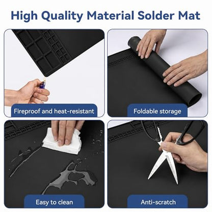Kaisi Extra Large Soldering Mat, 932°F Heat Resistant Silicone Solder Mat - color: Black, size: 27.6'' x 15.7''