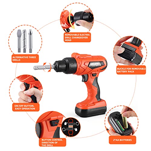Kids Tool Set 48pcs, Christmas Birthday Gifts for Boys Girls Ages 3 , 4, 5, 6, 7,Toddler Tool Set with Portable Tool Box & Electronic Toy Drill, Construction Toys Tools for Toddlers - style: A-Kids Tool Set
