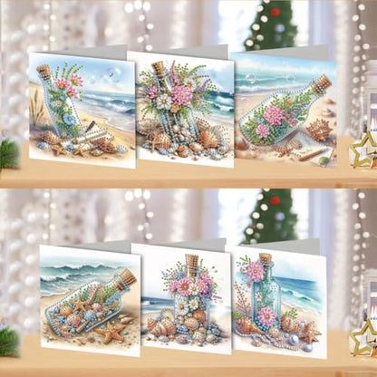 DDGYP 6 PCS,DIY Diamond Art Greeting Cards Kit with Envelopes, 5.9x11.81 in - color: Sky blue