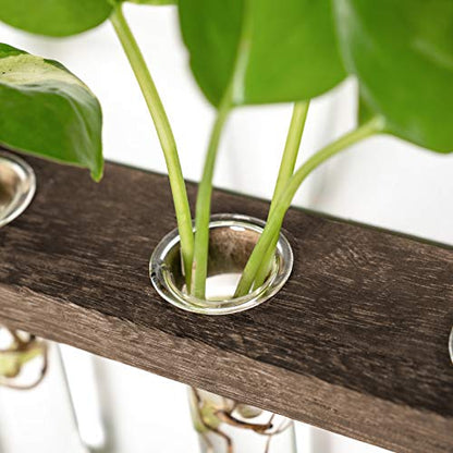 Mkono Plant Propagation Station, 3 Tier Small Brown Wall Hanging Vase Tubes - color: Brown, size: Small