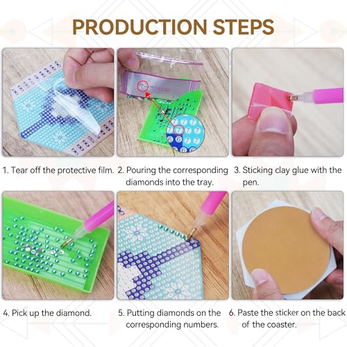 Vcekract 6 Pcs Hexagon Diamond Art Coasters Kit for Adults - color: Boho Coasters