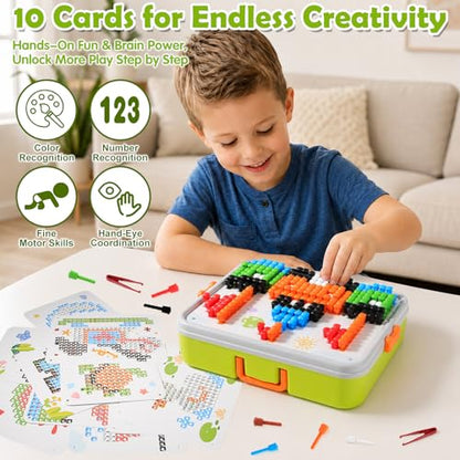 Puzzle for Kids 3-5: 3D Mushroom Nail Puzzle 460 Pieces Building Peg Kit