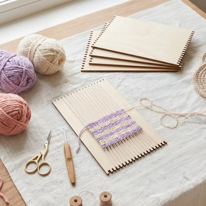 Tosnail 20 Pack Beginners Wooden Looms, 5.9 x 9 Inches Notched Weaving Loom for Adults, Darning Beading Boards, Basket Weaving Tools Kit for Crafts Project, Knitting, Sewing, Crochet