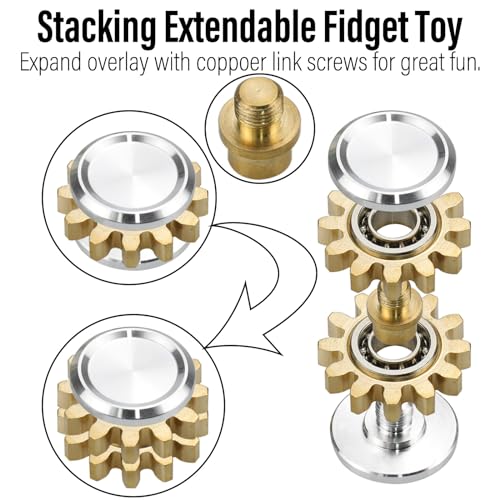 FREELOVE Gear Metal Fidget Spinner for Adults, Small Mini Tiny Pocket Toys, Copper Brass EDC, Silent Quiet Hands Gyro for Anxiety Men, Chain Bike Cube Linkage, Ball Bearings - color: 1 Gear Silver, style: 1 Gear