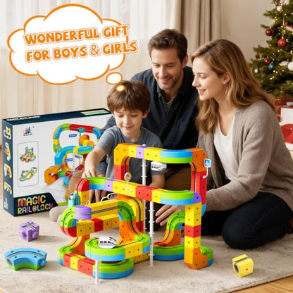 Electric Train Set, 3D Cube Track-DIY Rail Cube Block Kit - size: Master set+2 Cars