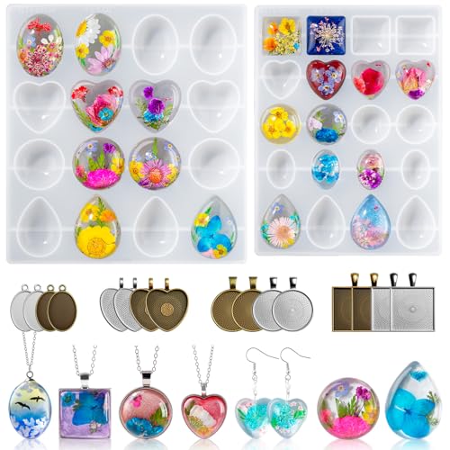 LET'S RESIN Cabochon Gems Resin Molds, 36-Cavity Jewelry Making Kit