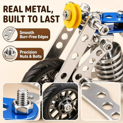 Ferthor Fun Creative Set Motorcycle,Stem Building Projects Toys for Kids 8 9 10 11 12+ Year Old,Metal Building Construction Model kit, 5 in 1 Motobike Building Blocks Steam Educational Toys(139PCS) - size: Motorcycle series 139PCS