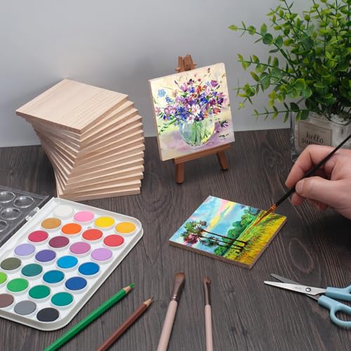 4″ X 4″ Wood Squares Wooden Blocks for Crafts 1/4″ Thick, Blank Wood Blocks Pieces Planks for Crafting, Unfinished Wooden Board for Paintings, DIY Plaques & Signs, Woodworking, Architectural Models - size: 4″x4″x1/4″ - 16PCS